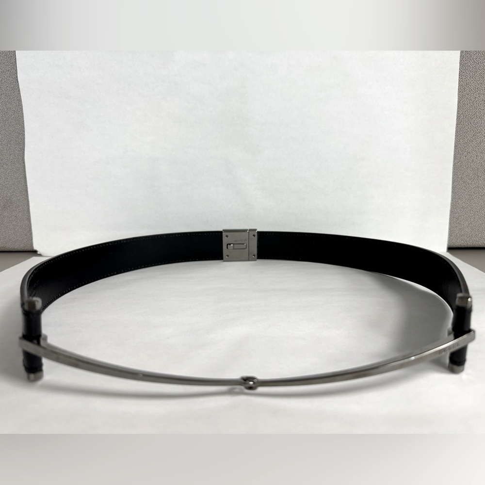 Gucci Black Leather Horsebit Metal Waist Belt 80cm. / 31.5 ich.